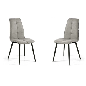 Wohnzimmerstuhl aus Stoff Hellgrau LINFA 2er Set