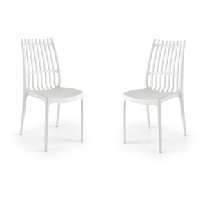 Stapelbarer weißer Stuhl - drinnen und draußen LILA 2 Stühle