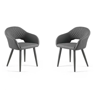 Esszimmerstuhl aus Kunstleder - gepolstert LIVING Grey 2 Stühle