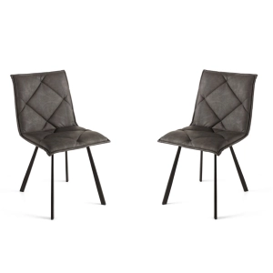 Esszimmerstuhl aus anthrazitfarbenem Kunstleder - moderne 2 ROLL Stühle