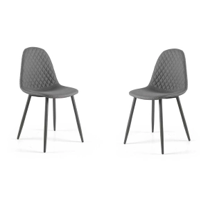 Esszimmerstuhl aus grauem Kunstleder - SOFT 2 Stühle