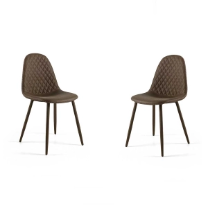 Esszimmerstuhl aus braunem Kunstleder - SOFT 2 Stühle