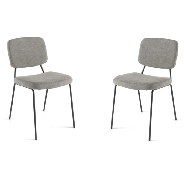 Sedia metallo seduta tessuto Grigio Chiaro - TULLIA 2 sedie