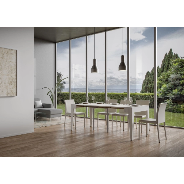 Consolle allungabile Isotta Small 90x42 Bianco Frassino fino a 198 cm