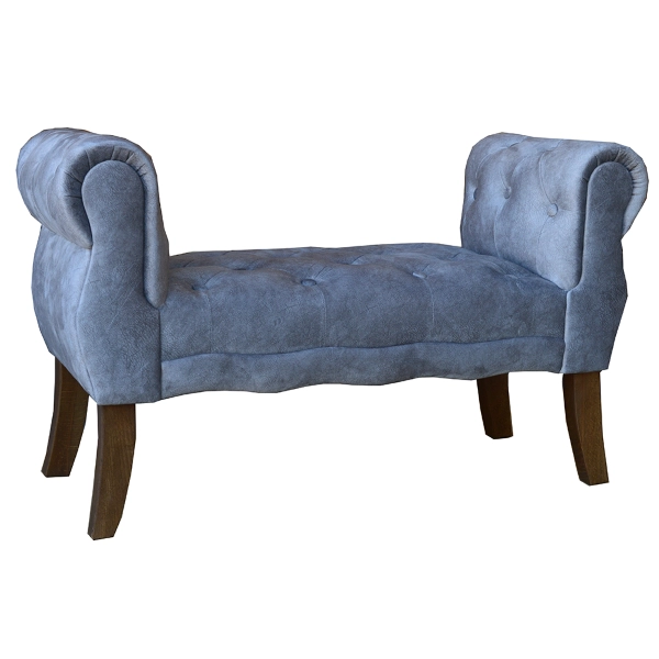 Banc repose-pieds 96 cm avec accoudoirs - Velours gris CHESTER