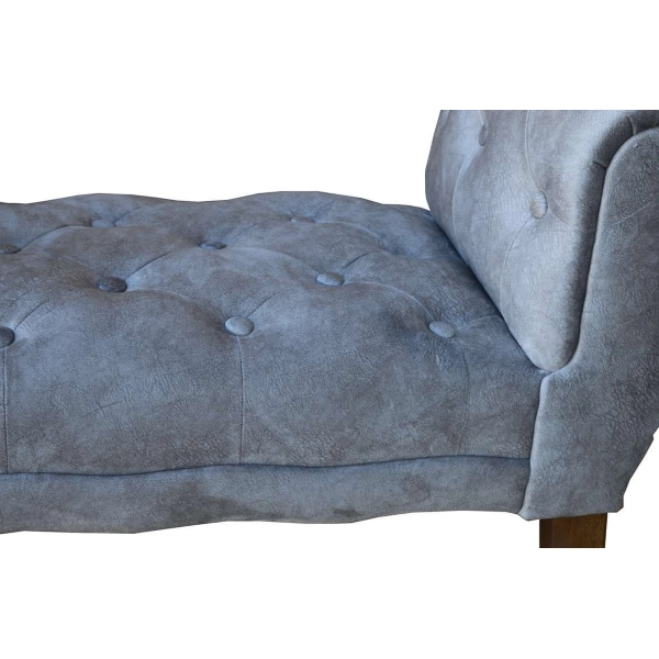 Banc repose-pieds 96 cm avec accoudoirs - Velours gris CHESTER