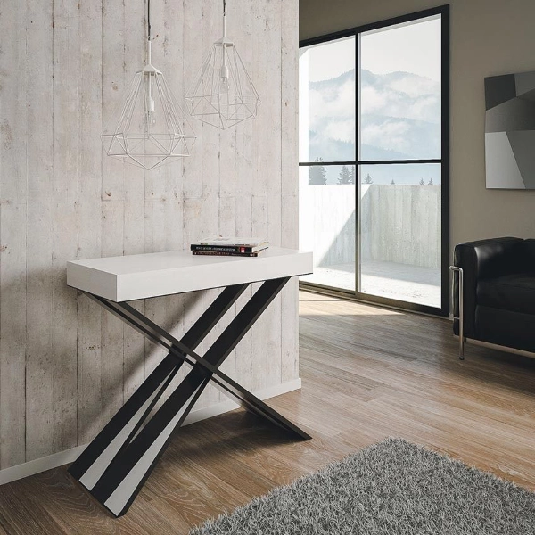 Ausziehbare Konsole 90x40 cm DIAGO SMALL weiße Esche bis 196 cm