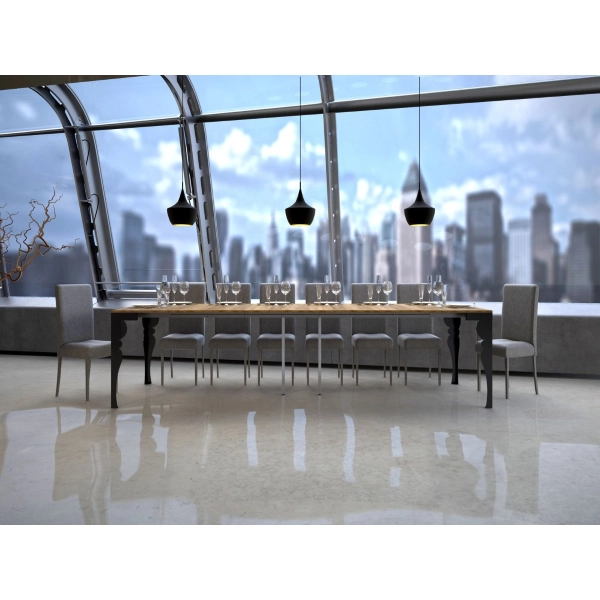 Table console extensible PAXON EVOLUTION 300 cm, chêne naturel, 14 places
