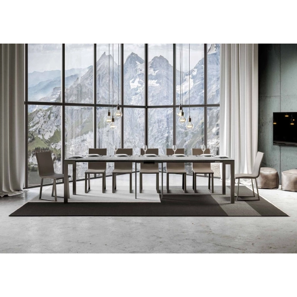 Table console extensible gain de place EVERYDAY EVOLUTION 14 places, 300 cm, ciment
