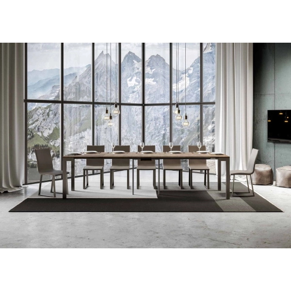 Console murale extensible 14 places, 300 cm, EVERYDAY EVOLUTION, Noyer