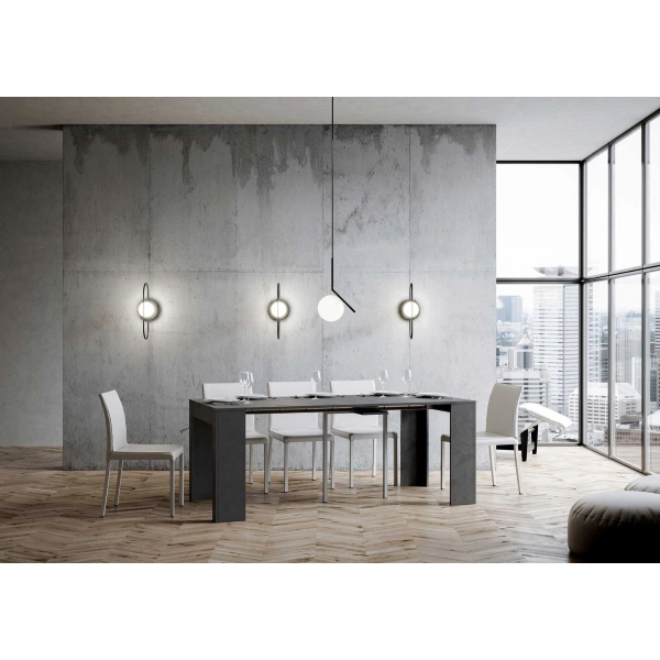 Console extensible EMY SMALL 90x42 cm spatule anthracite jusqu'à 1,98 mètre