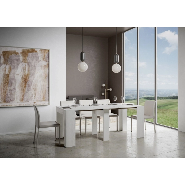 Console extensible EMY SMALL 90x42 cm spatule blanche jusqu'à 1,98 mètre