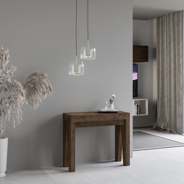 Console murale extensible NAXY SMALL en noyer pour 10 personnes
