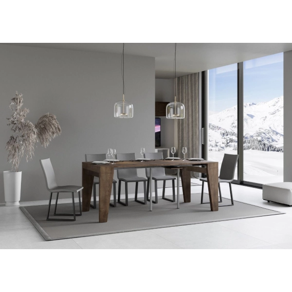 Console murale extensible NAXY SMALL en noyer pour 10 personnes