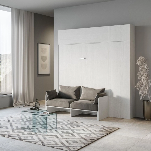 Cama doble abatible 160 cm con mueble KENTARO SOFÀ blanco