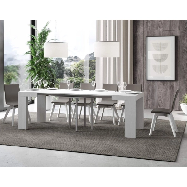 Mesa ROXELL 90x90 extensible a 246 cm Fresno Blanco
