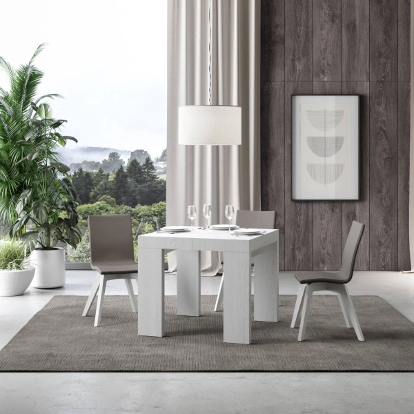 Mesa ROXELL 90x90 extensible a 246 cm Fresno Blanco