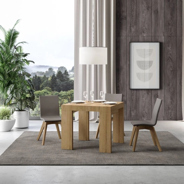 Mesa ROXELL 90x90 extensible a 246 cm roble natural
