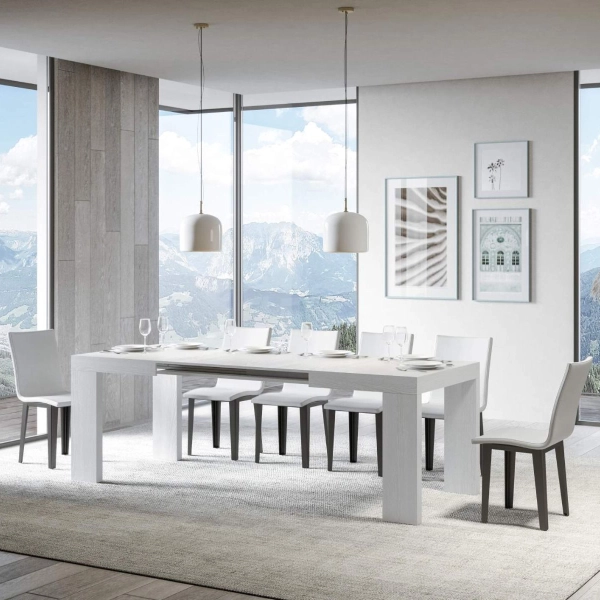 Mesa ROXELL 90x130 extensible a 234 cm fresno blanco