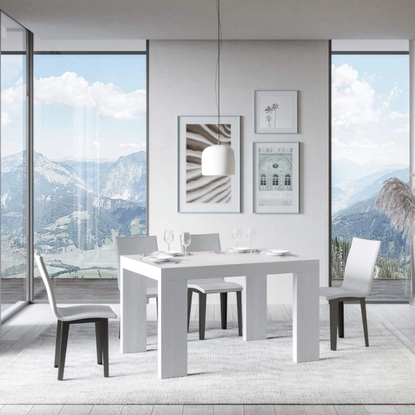 Mesa ROXELL fresno blanco 90x130 extensible a 390 cms