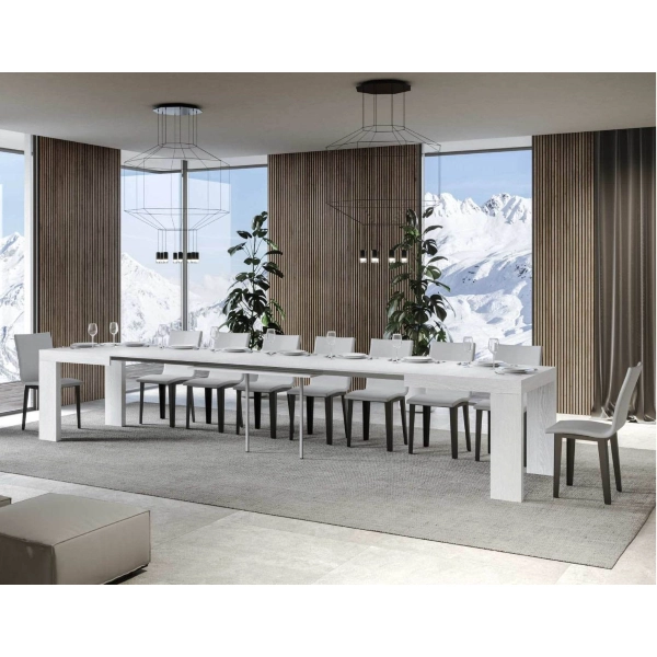 Mesa ROXELL fresno blanco 90x130 extensible a 390 cms
