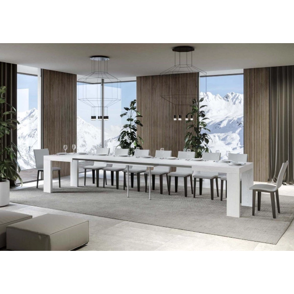 Mesa ROXELL fresno blanco 90x160 extensible a 420 cm