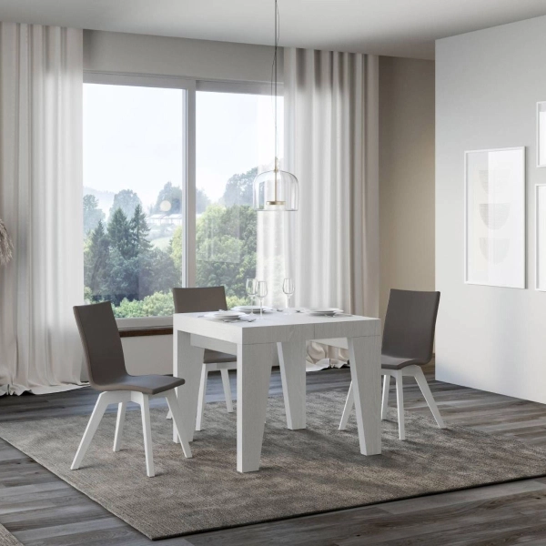 Mesa NAXY Fresno Blanco 90x90 extensible a 246 cms
