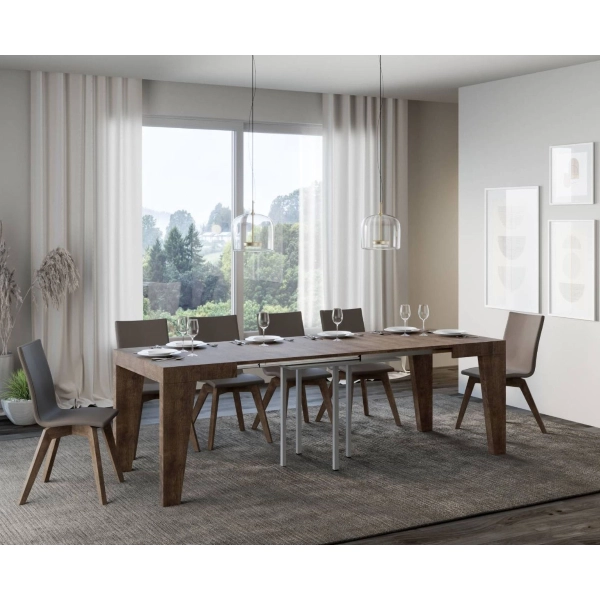 Mesa NAXY nogal 90x90 extensible a 246 cms