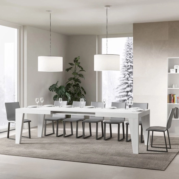 Mesa NAXY fresno blanco 90X160 extensible a 264 cms