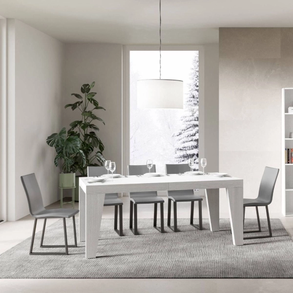 Mesa NAXY fresno blanco 90x180 extensible a 440 cms