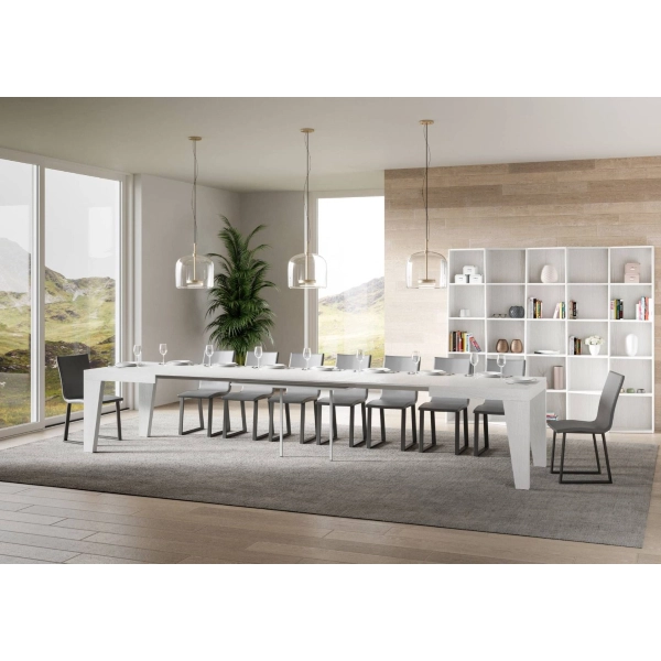 Mesa NAXY fresno blanco 90x180 extensible a 440 cms