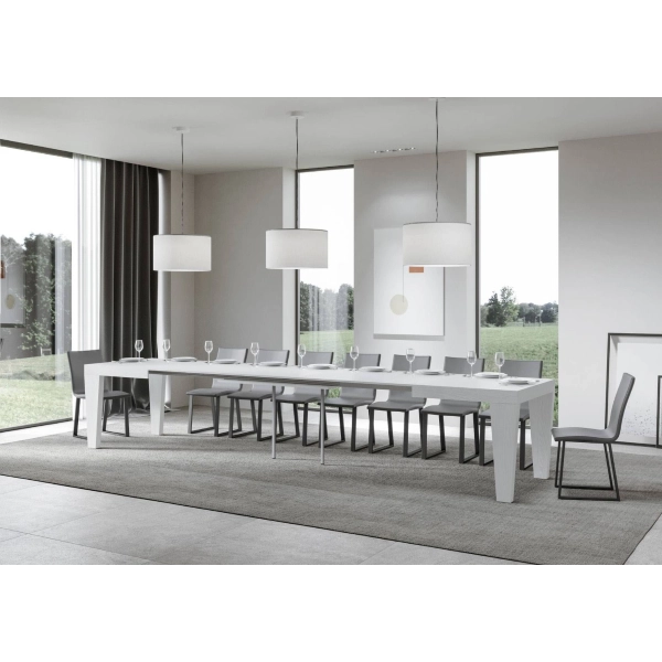 Mesa SPIMBO fresno blanco 90x130 extensible a 390 cms