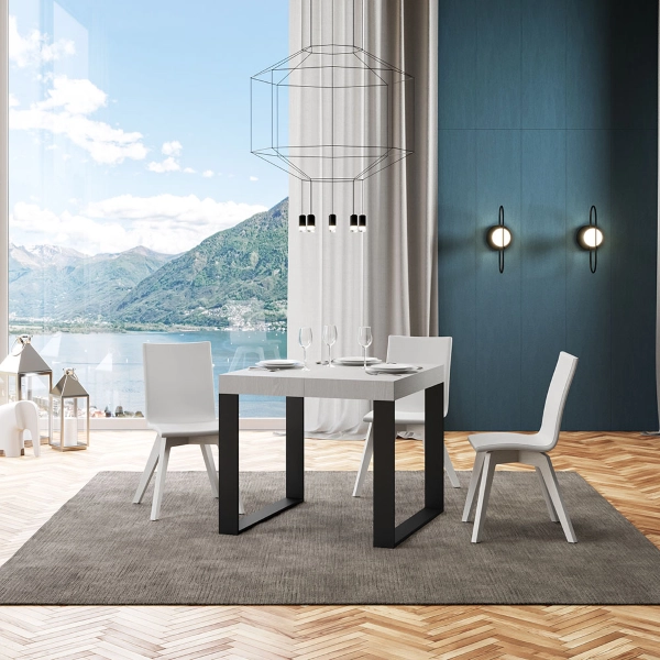 Mesa TECNO 90X90 fresno blanco extensible hasta 246 cms