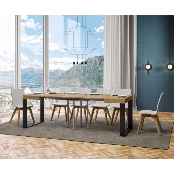 Mesa TECNO 90X90 roble natural extensible a 246 cms