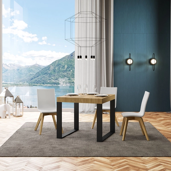 Mesa TECNO 90X90 roble natural extensible a 246 cms