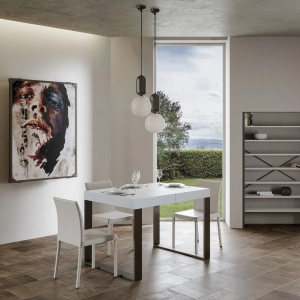 Tavolo TECNO 90X130 Bianco Frassino allungabile a 390 cm
