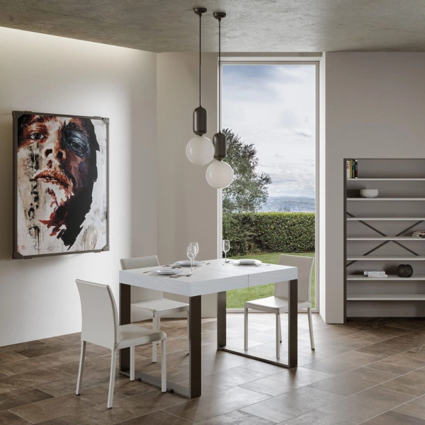 Mesa extensible hasta 234 cm TECNO 90X130 fresno blanco