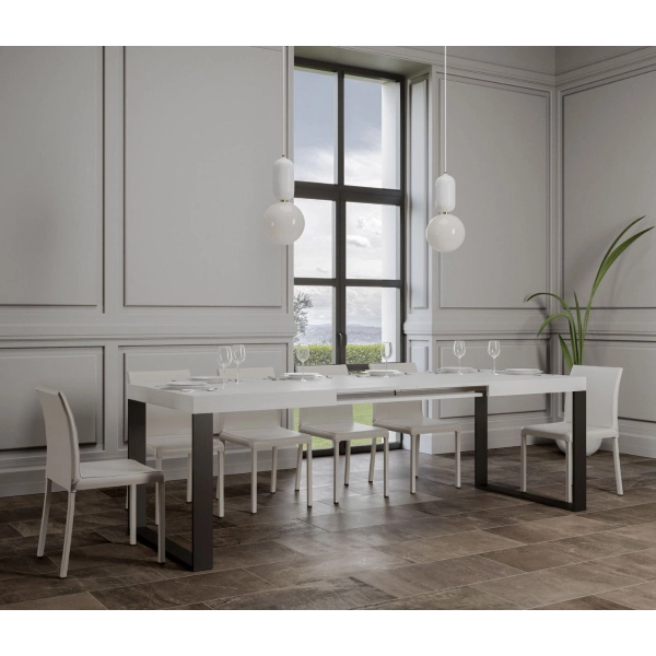 Mesa TECNO 90X160 fresno blanco extensible hasta 264 cms