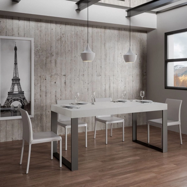 Mesa TECNO 90X160 fresno blanco extensible hasta 264 cms