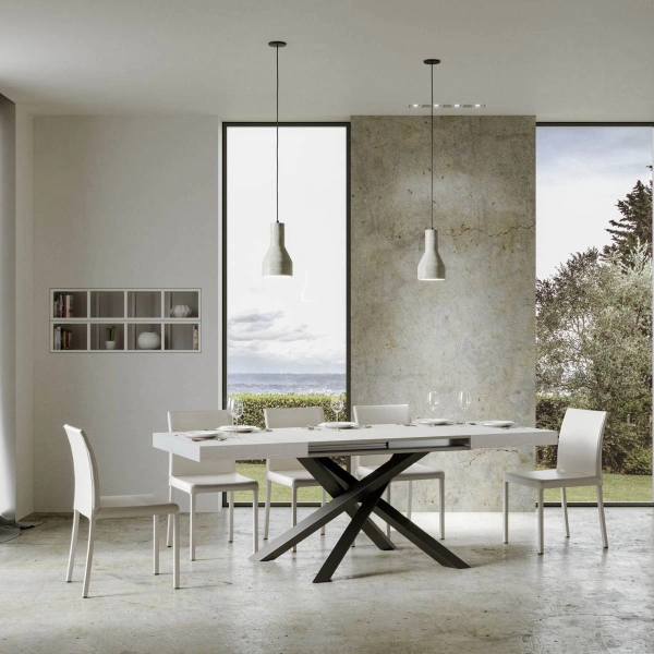 Mesa VOLANTIS 90X130 fresno blanco extensible a 234 cm