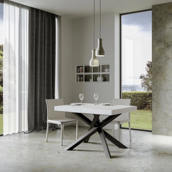 Mesa 90X130 extensible a 390 cm VOLANTIS fresno blanco