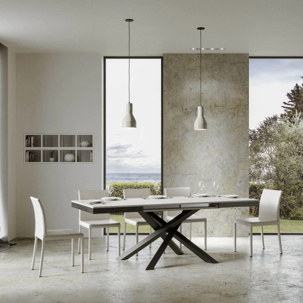 Mesa 90x120 VOLANTIS EVOLUTION fresno blanco extensible a 224 cm
