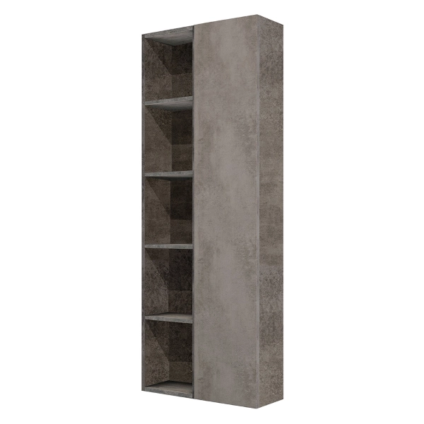 Umkehrbare Hängesäule 60x22 mit Tür und offenen Fächern in Cemento