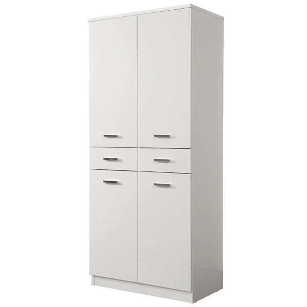 CLASSIC Mehrzwecksäule mit 4 Türen und 2 Schubladen Glossy White