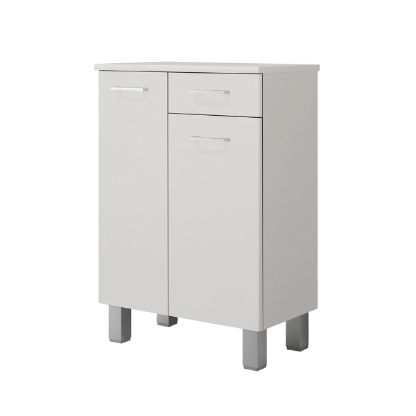 Multipurpose furniture 60x34 with doors and GAIA Glossy White drawer
