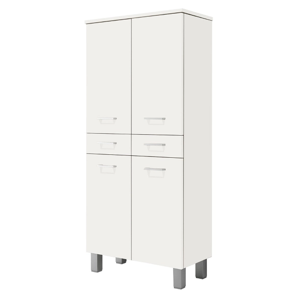 Colonne polyvalente double GAIA avec 4 portes 2 tiroirs Blanc Brillant