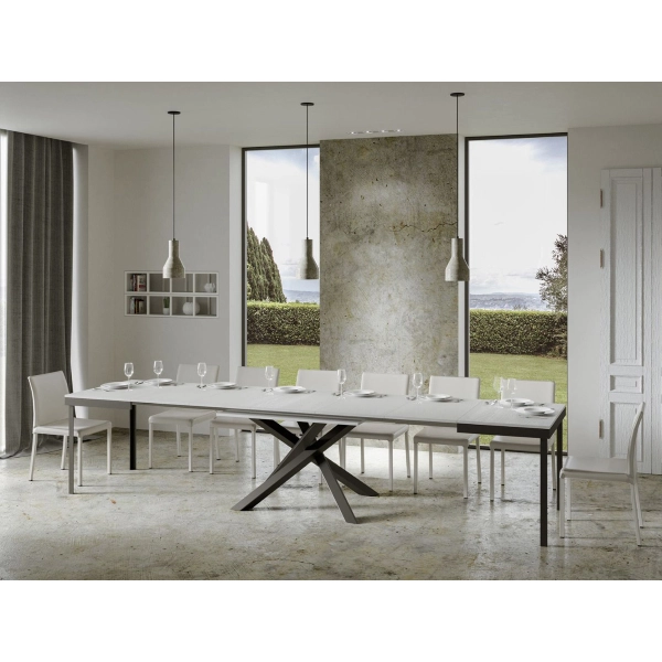 Mesa 90x120 extensible a 380 cm VOLANTIS EVOLUTION Fresno Blanco