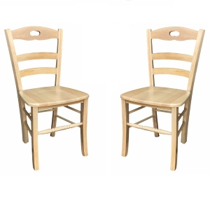 Küchenstuhl mit Holzsitz LOIRE Natur SET 2-TLG