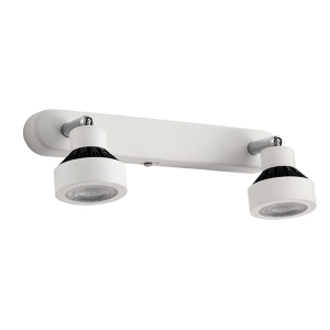 Lampada LED applique a 2 luci 7W 3000K 230V in metallo satinato Bianco TEOREMA