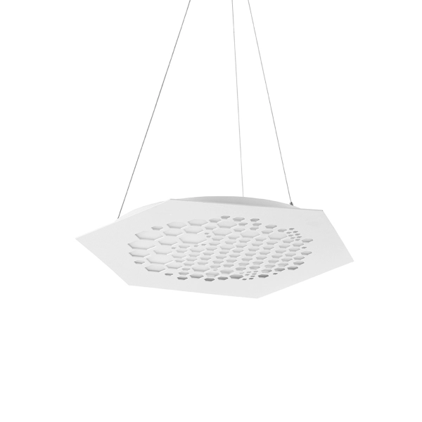 Suspension hexagonale LED 33W 3000K métal blanc mat ALVEARE 52 cm
